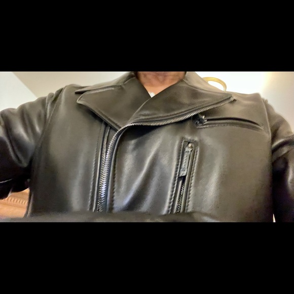 Ralph Lauren Purple Label Mens Blk Leather Moto Jacket (L) MSRP $4000 - Picture 3 of 8